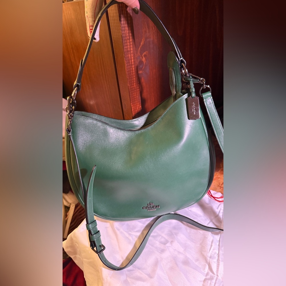 Coach Nomad Hobo Tote Green Leather Shoulder Crossbody Bag Purse 36026